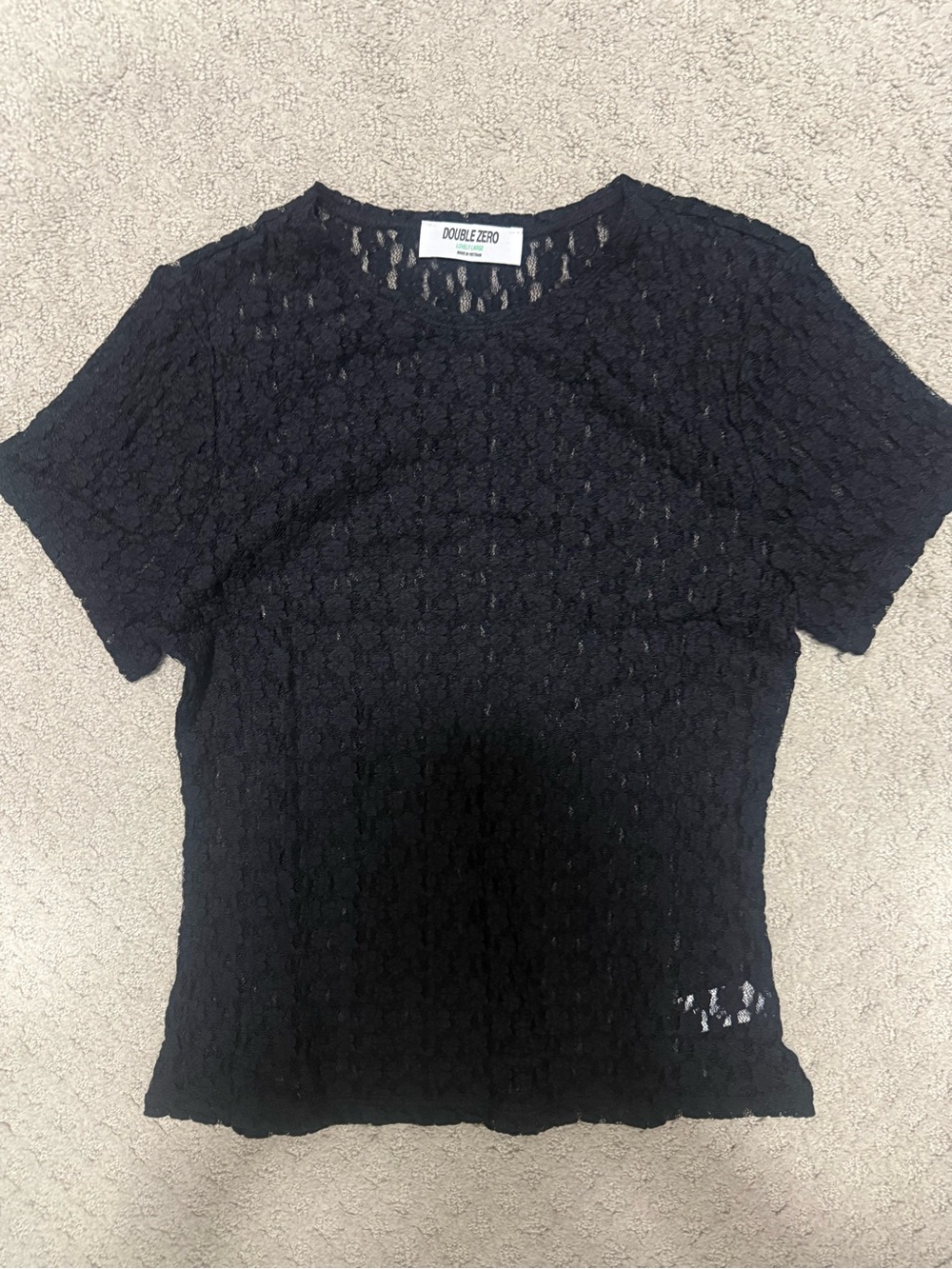 Double Zero Black Lace Short Sleeve Tee